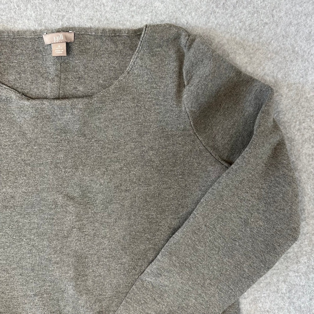 J.‎ Jill Brown Wool Blend Scoop Neck Long Sleeve Sweater Dress Petite S 1358902P